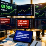 Bitcoin dépasse 69 500 $ après l'annonce du Trésor : liquidation massive des shorts et rallye généralisé