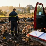 Un pompier-expert avec son chien cherche l’origine des incendies pour la justice