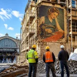 Une fresque publicitaire Bernina de 1941 réapparaît à Zoug lors d’une démolition