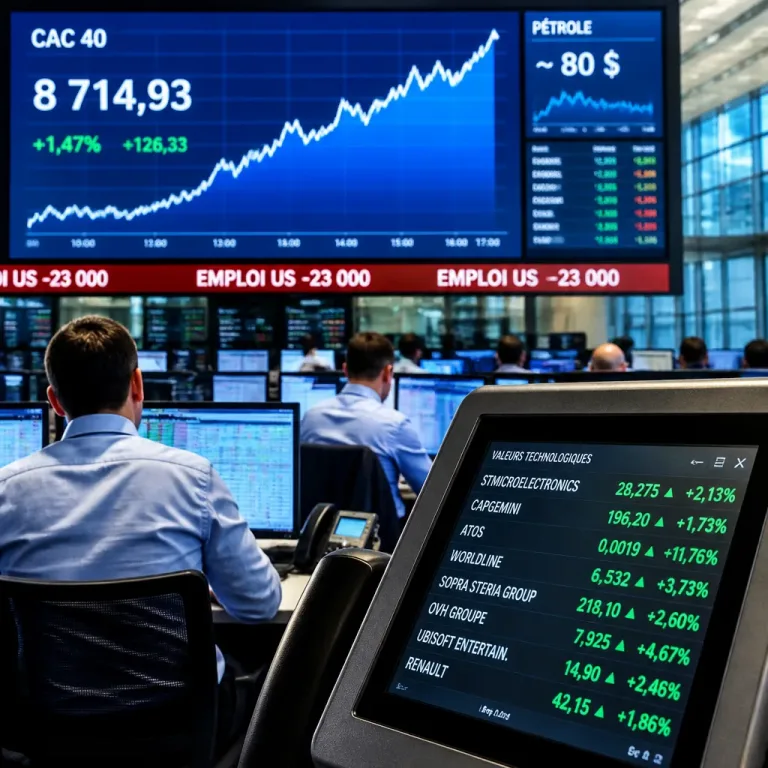 Le CAC 40 franchit de nouveaux sommets, porté par un net ralentissement de l'emploi américain