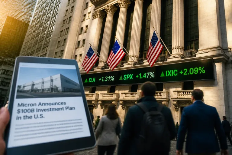 Wall Street progresse, les semi‑conducteurs stimulés par l'annonce d'investissements massifs de Micron