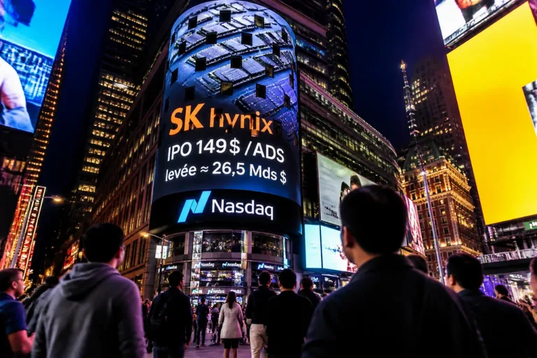 SK Hynix lève environ 26,5 milliards $ sur le Nasdaq, record pour une cotation étrangère