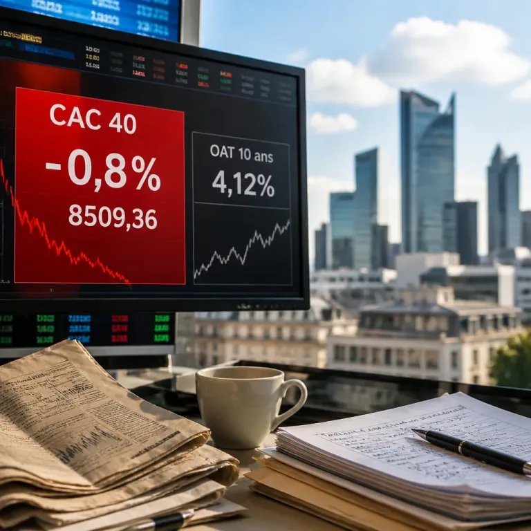 Le CAC 40 recule de 0,8% tandis que l'OAT 10 ans grimpe à 4,12%