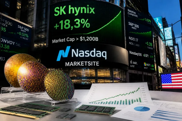SK hynix lève 26,5 milliards $ et bondit près de 20% lors de son arrivée à Wall Street