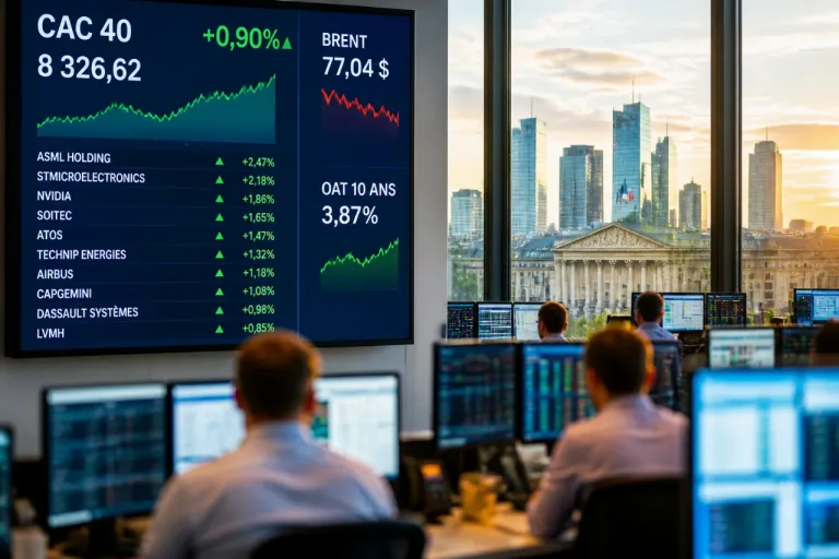 Le CAC 40 rebondit, stimulé par les semi‑conducteurs tandis que le pétrole recule