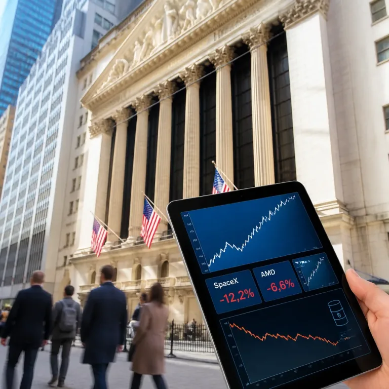 Wall Street grimpe: optimisme sur l'Iran tempère la chute de SpaceX et AMD