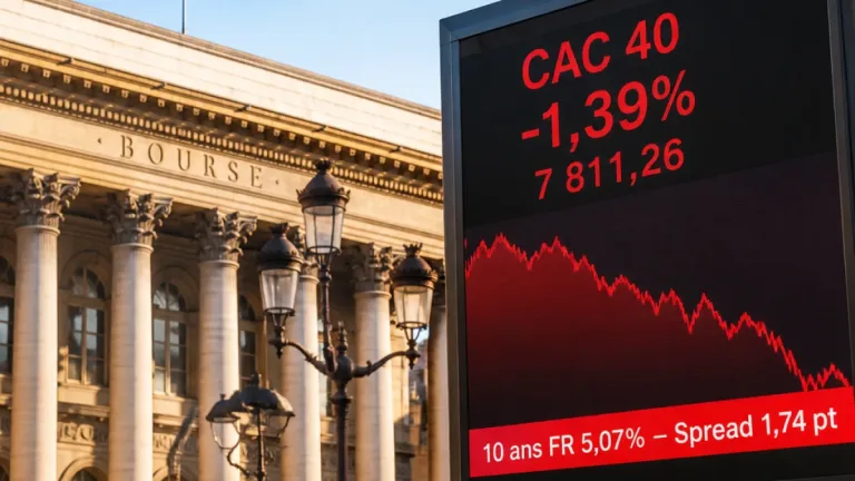 La Bourse de Paris recule tandis que le rendement de la dette française franchit 5 %