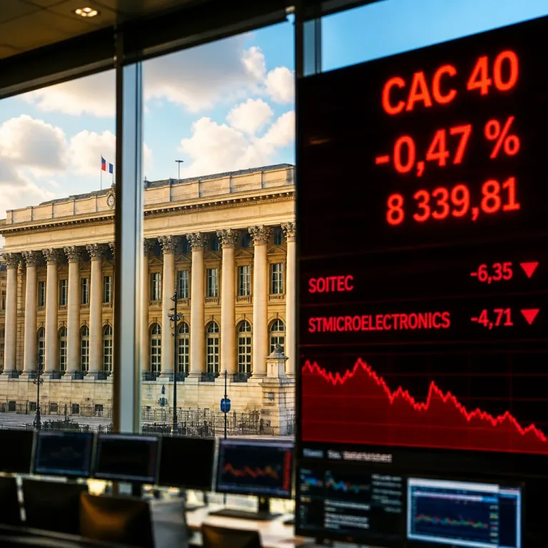 Le CAC 40 recule, poussé par la chute des valeurs de semi‑conducteurs et les tensions au Moyen‑Orient