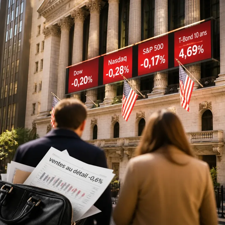 Wall Street recule après une chute inattendue des ventes au détail américaines