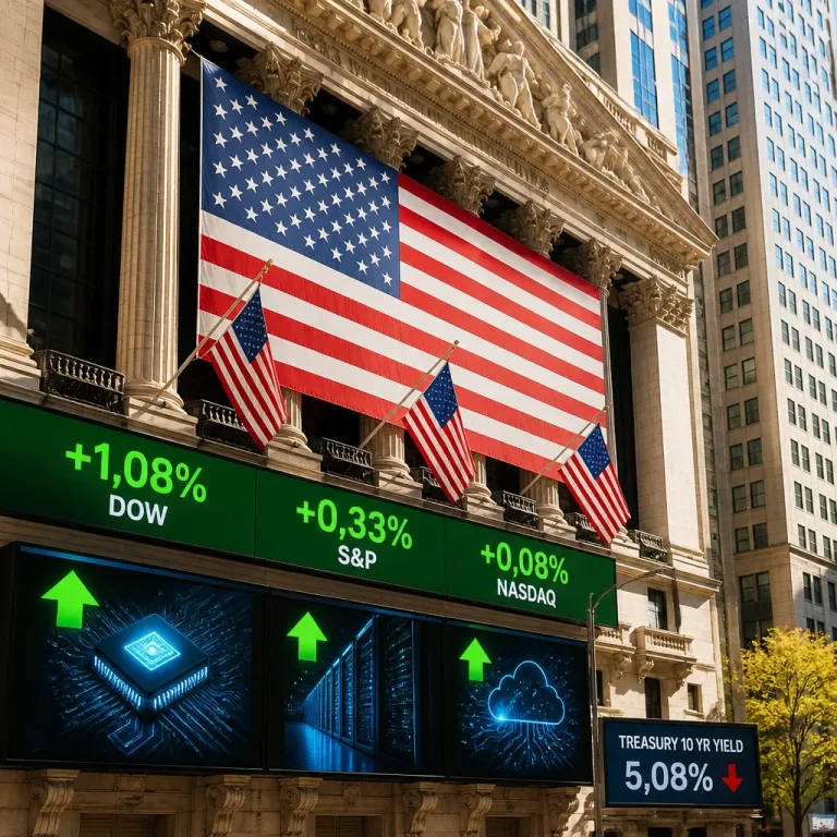 Wall Street rebondit : indices en hausse après détente des taux et rebond des valeurs liées à l'IA
