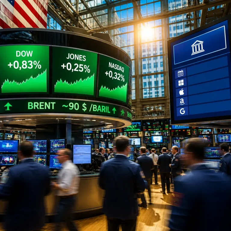Wall Street en hausse : le pétrole redescend, la Fed et les résultats de la semaine au centre de l'attention