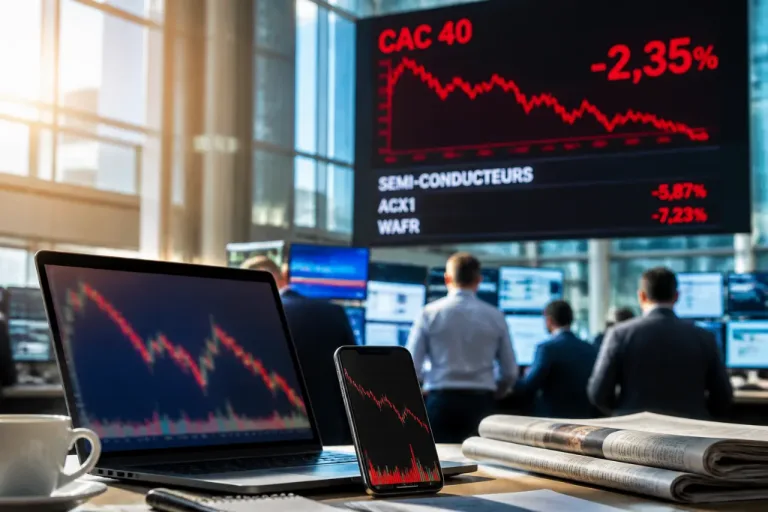 Bourse de Paris : les valeurs liées à l'IA et aux semi‑conducteurs entraînent le CAC 40 en recul