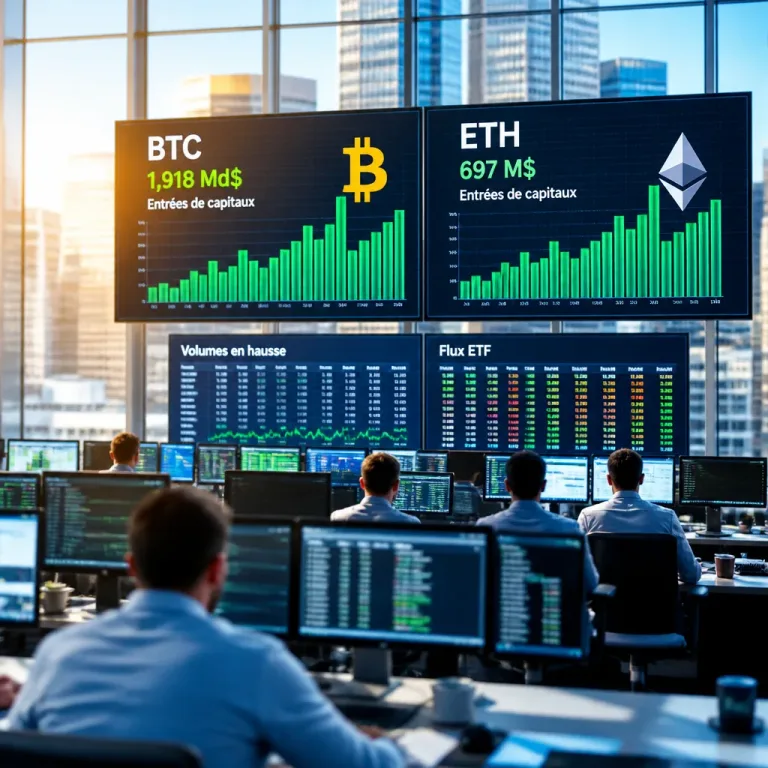 Des milliards affluent dans les ETF spot : bitcoin et ethereum concentrent l’essentiel des entrées