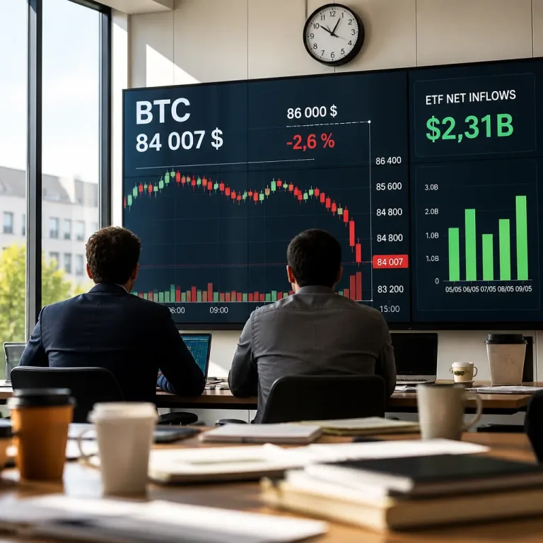 Le bitcoin rechute à 84 007 $ après une prise de bénéfices et des flux ETF massifs