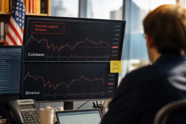 Coinbase Premium à -50 jours : un signal d'affaiblissement de la demande institutionnelle américaine