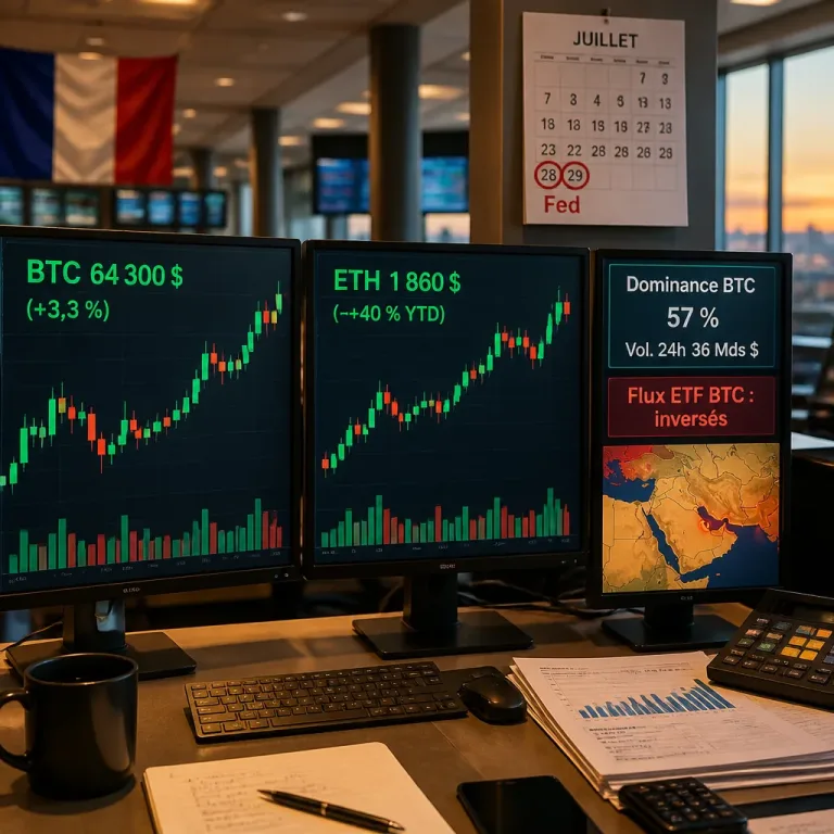 Bitcoin stabilisé autour de 64 300 $; l’Ethereum surperforme avant la Fed