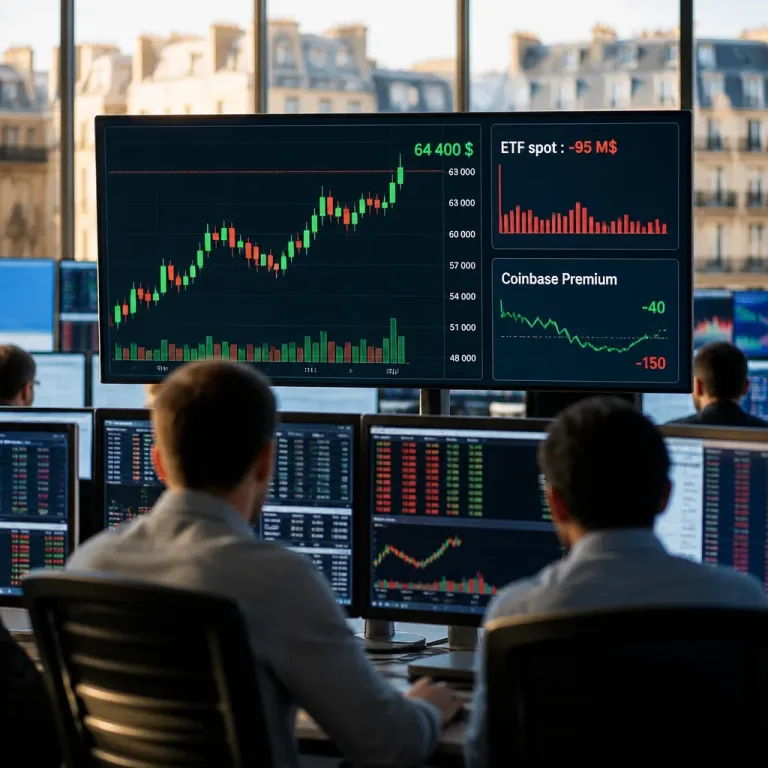 Bitcoin retrouve 64 000 $ : reflux de la pression vendeuse mais les flux institutionnels restent fragiles