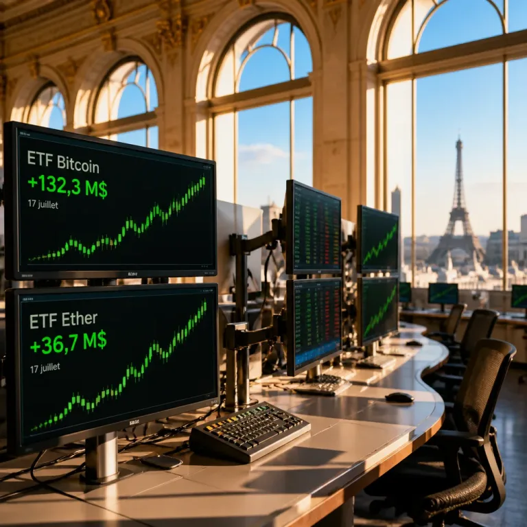 Afflux de capitaux dans les ETF crypto au 17 juillet : 132,3 M$ sur bitcoin, 36,7 M$ sur ether