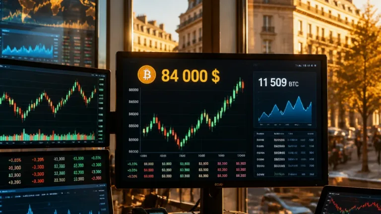 Le Bitcoin se maintient au‑dessus de 84 000 $ tandis que Tesla conserve 11 509 BTC