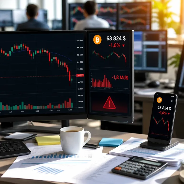 Le bitcoin retombe sous 64 000 $ : liquidations, sorties d’ETF et corrélation aux techs pèsent