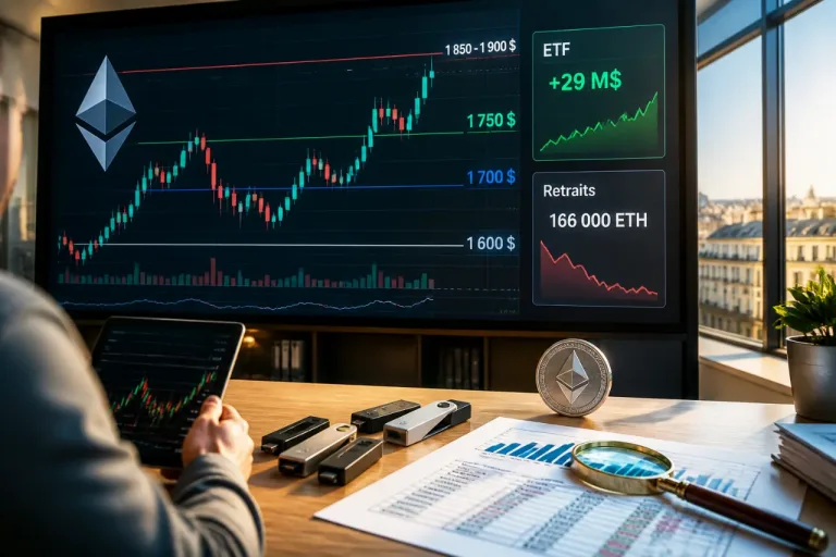 Ethereum reprend au‑dessus de 1 750 $ : les flux ETF et les retraits d'ETH sous la loupe
