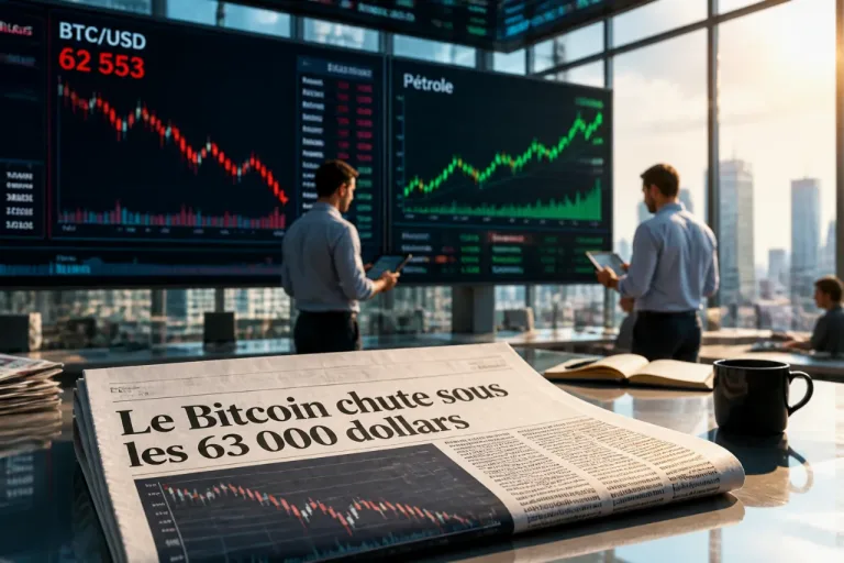 Bitcoin retombe sous 63 000 $ alors que les tensions USA‑Iran pèsent sur le risque