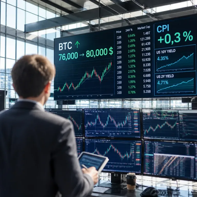 Le Bitcoin oscille entre 76 000 et 80 000 $ après l'IPC américain, les marchés restent nerveux