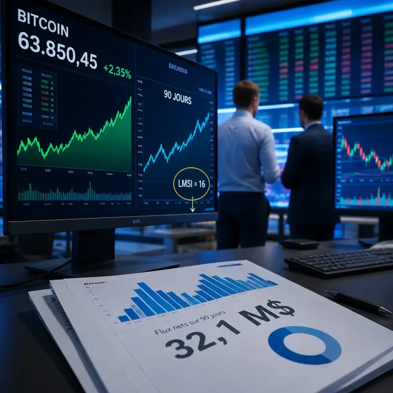 Indice de stress du Bitcoin repasse à 16 : mouvement de prix sans confirmation des flux