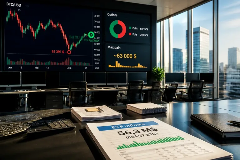 Bitcoin rebondit près de 64 500 $ après la vente de Strategy, options et ETF virent au vert