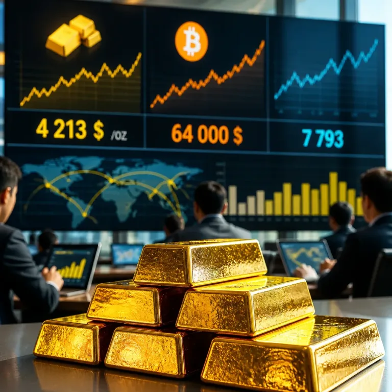 Or en hausse soutenue alors que le Bitcoin reste coincé autour de 64 000 $