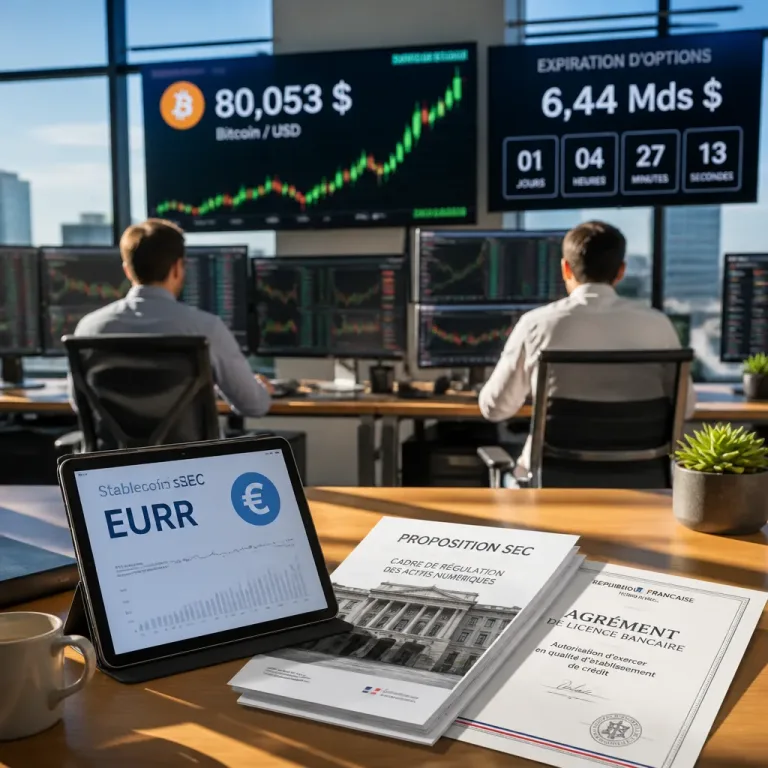 Le bitcoin repasse au‑dessus de 80 000 $ — marchés, régulation et nouveau stablecoin en ligne de mire