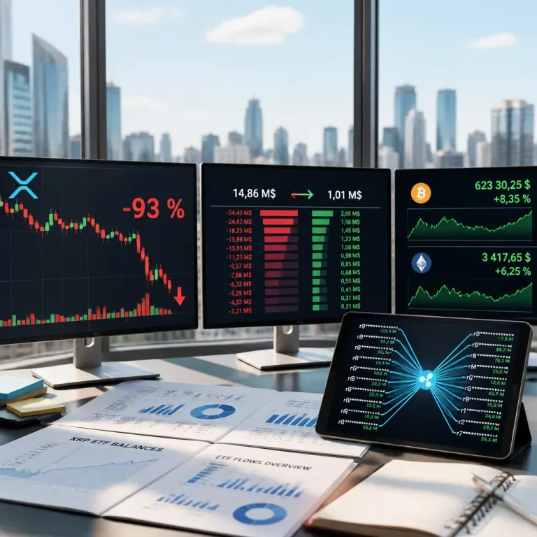Les flux ETF XRP s’effondrent de 93 % tandis que les grandes adresses augmentent leurs positions
