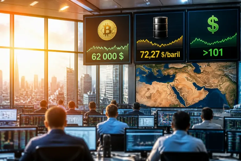 Bitcoin recule à 62 000 $ après la reprise des tensions entre États‑Unis et Iran