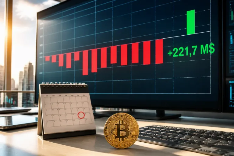 Les ETF Bitcoin US repassent en entrées nettes: un répit à 221,7 M$ après 10 jours de retraits