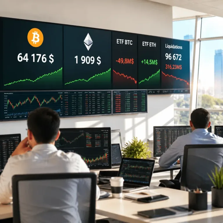 Les cryptos restent sages après la Fed : Bitcoin autour de 64 000 $ tandis que les flux d'ETF varient