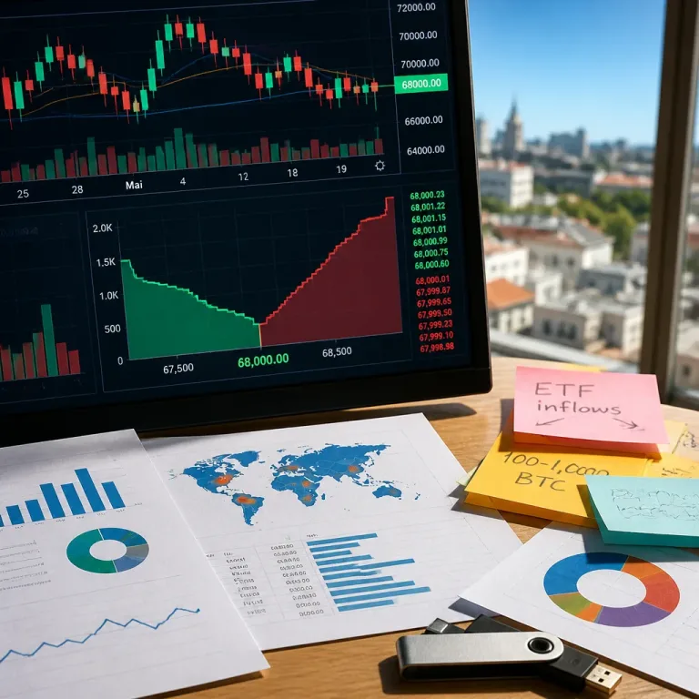 Le Bitcoin bute sur 68 000 $ : les flux ETF et les portefeuilles moyens freinent la hausse