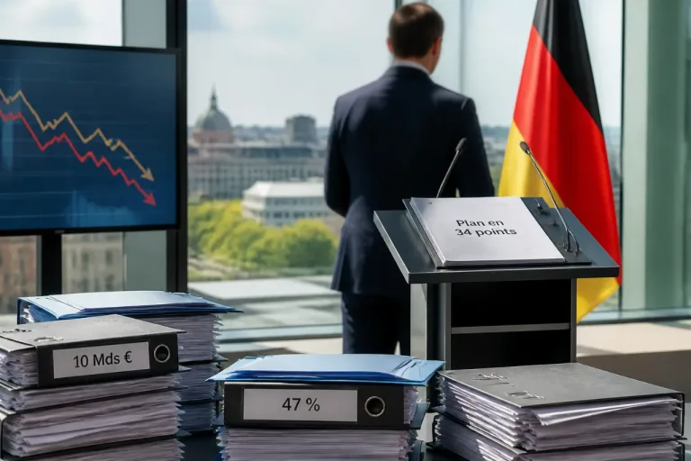 Merz dévoile un plan en 34 points pour relancer l'économie allemande, entre coupes et fiscalité