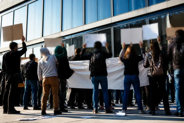 Le personnel de St‑Paul Médias manifeste son refus des licenciements devant La Liberté