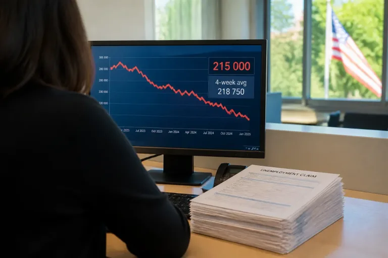Les inscriptions au chômage aux États‑Unis retombent à 215 000, signe d'un marché du travail encore tendu