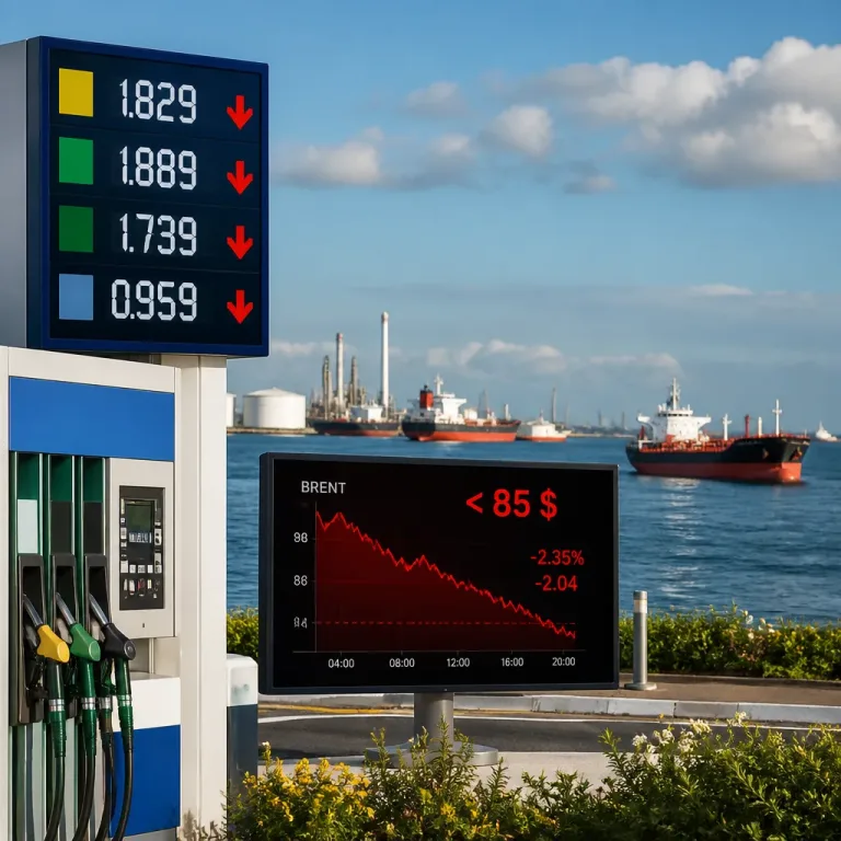 Le pétrole plonge après un apaisement au Moyen‑Orient, le Brent sous 85 $ le baril