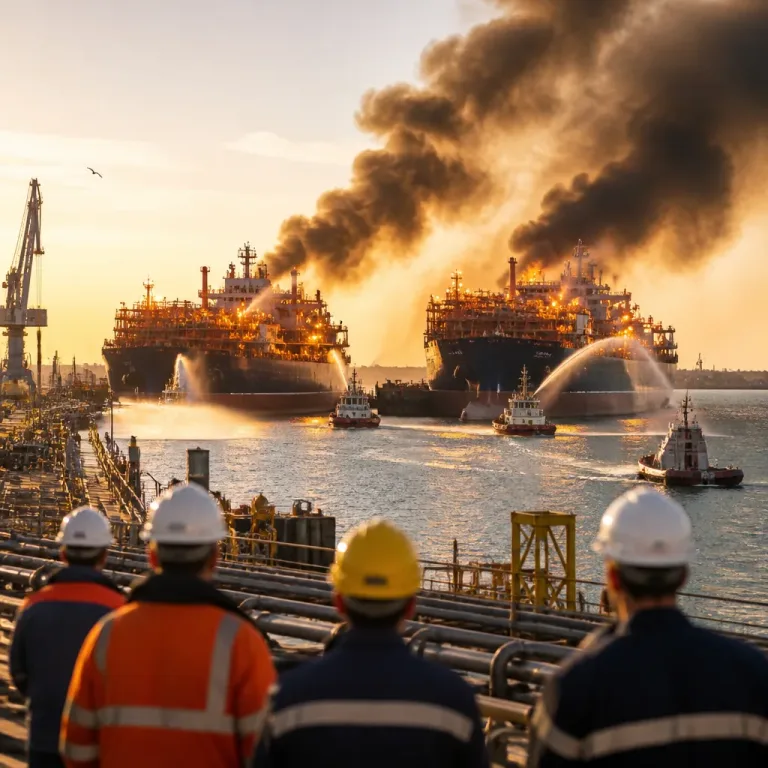 Incendie à bord de deux navires gaziers à Damiette : risques pour l'approvisionnement régional