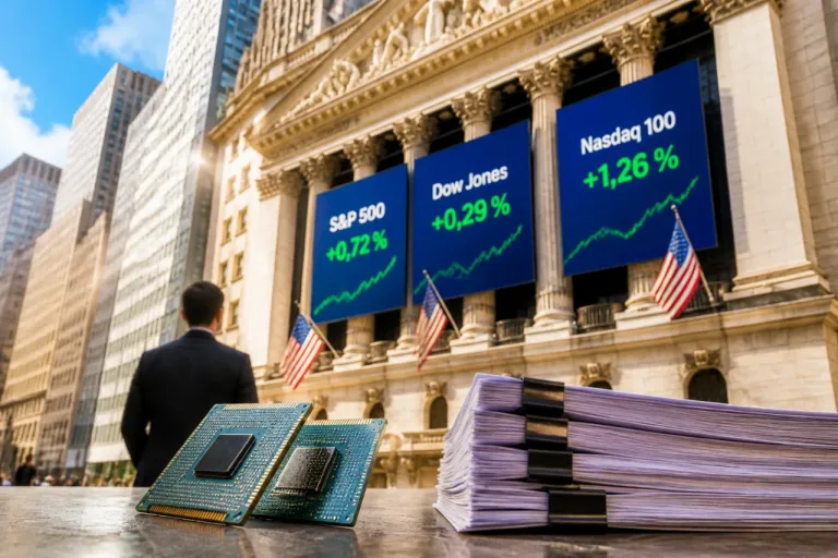 Wall Street haussée par l'IA; semi‑conducteurs et banques au centre des attentions