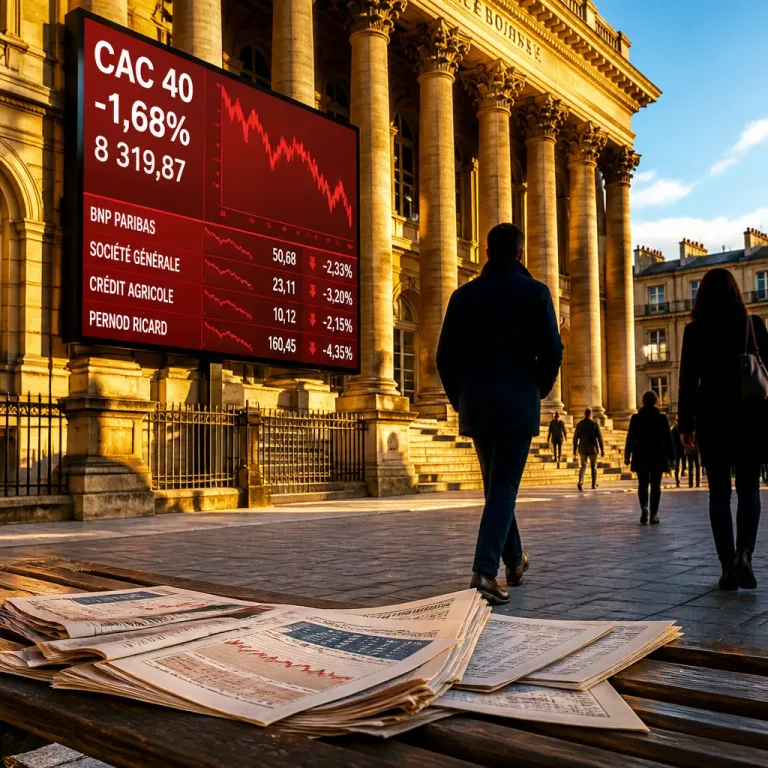 Le CAC 40 recule fortement, les banques et Pernod Ricard entraînent la Bourse de Paris