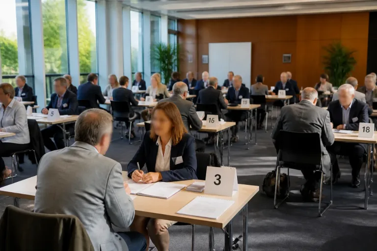 Dix-neuf demandeurs de plus de 55 ans rencontrent sept employeurs lors d’un job dating organisé par la CCI