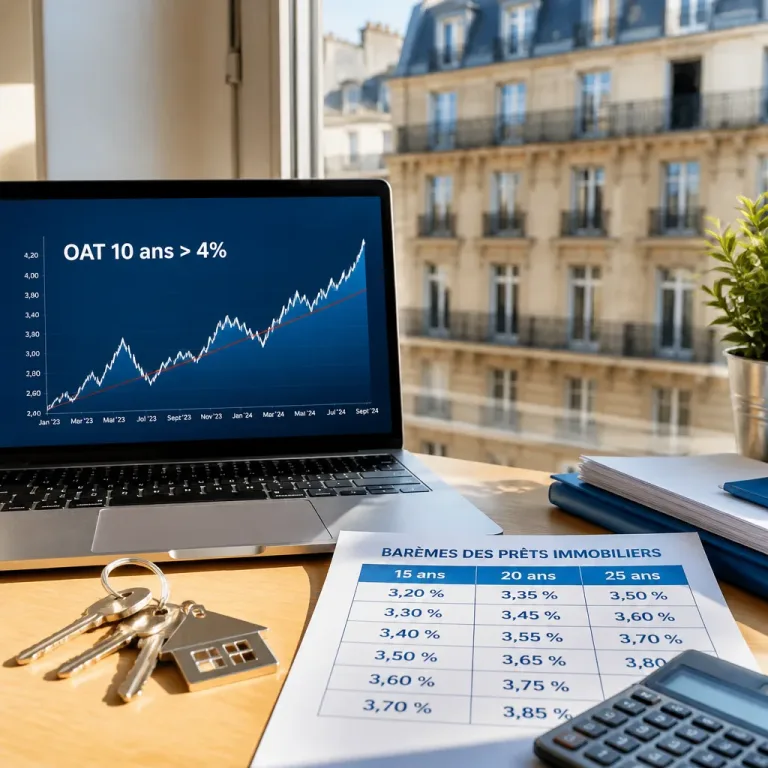Les taux immobiliers remontent à la rentrée : l’OAT 10 ans au‑dessus de 4% pèse sur les barèmes