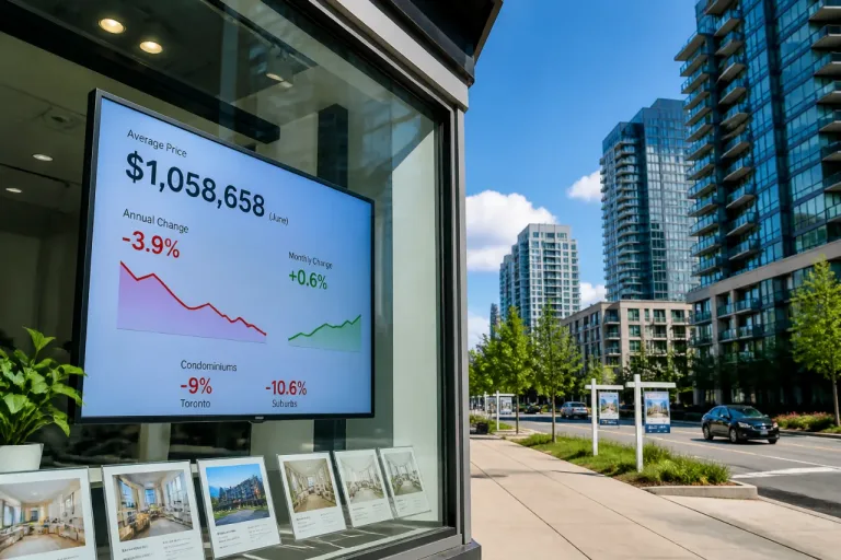 Toronto: prix moyens en repli annuel de 3,9 %, volumes en hausse, condos sous pression