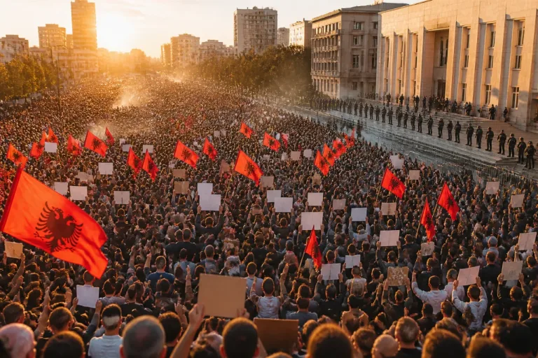 Des dizaines de milliers manifestent à Tirana contre un méga‑projet touristique lié à la famille Trump