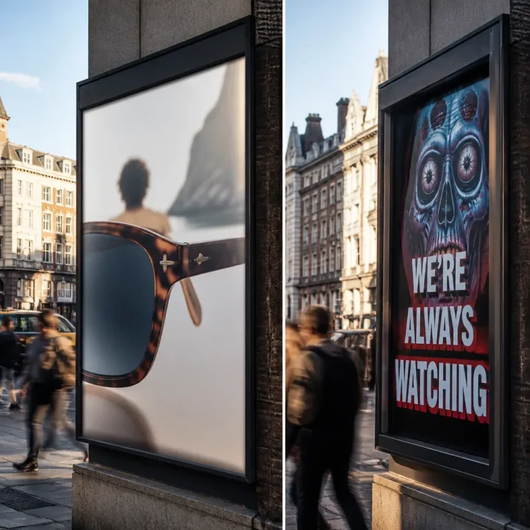 Une affiche londonienne détourne Meta en s’inspirant de They Live pour dénoncer la surveillance