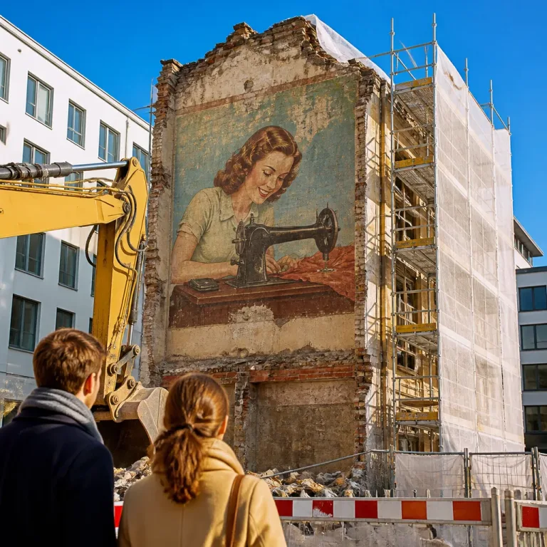 Découverte à Zoug d'une publicité murale Bernina vieille de 85 ans, symbole du graphisme publicitaire