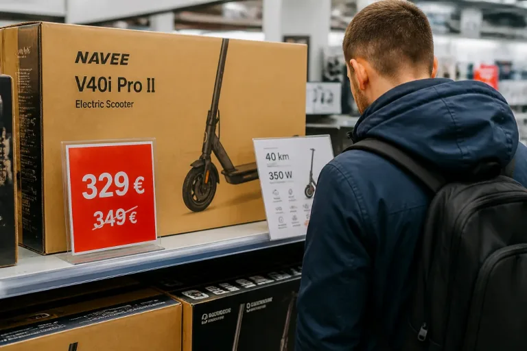 La trottinette NAVEE V40i Pro II à 329 € chez Boulanger : une offre utile pour réduire ses frais de déplacement
